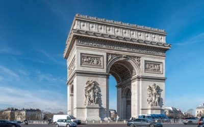 Paris: The iconic Arc de Triomphe.