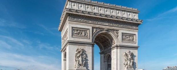 Paris: The iconic Arc de Triomphe.